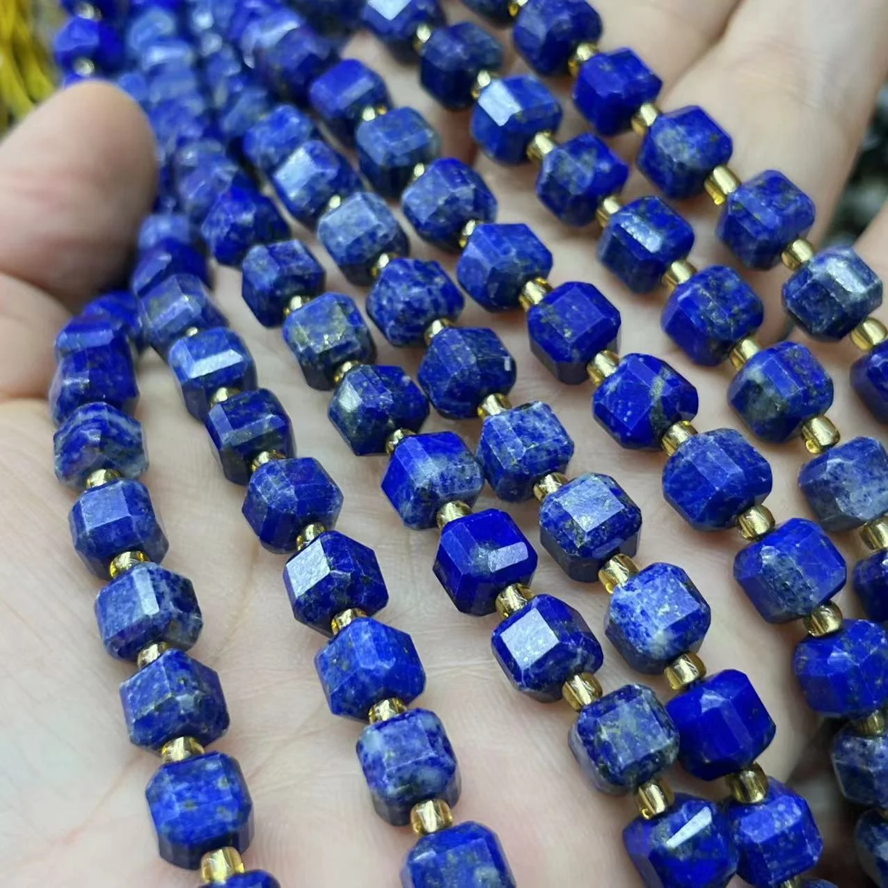 

Lapis lazuli cut cube semi precious stone bracelet necklace DIY jewelry accessories Suger Cube
