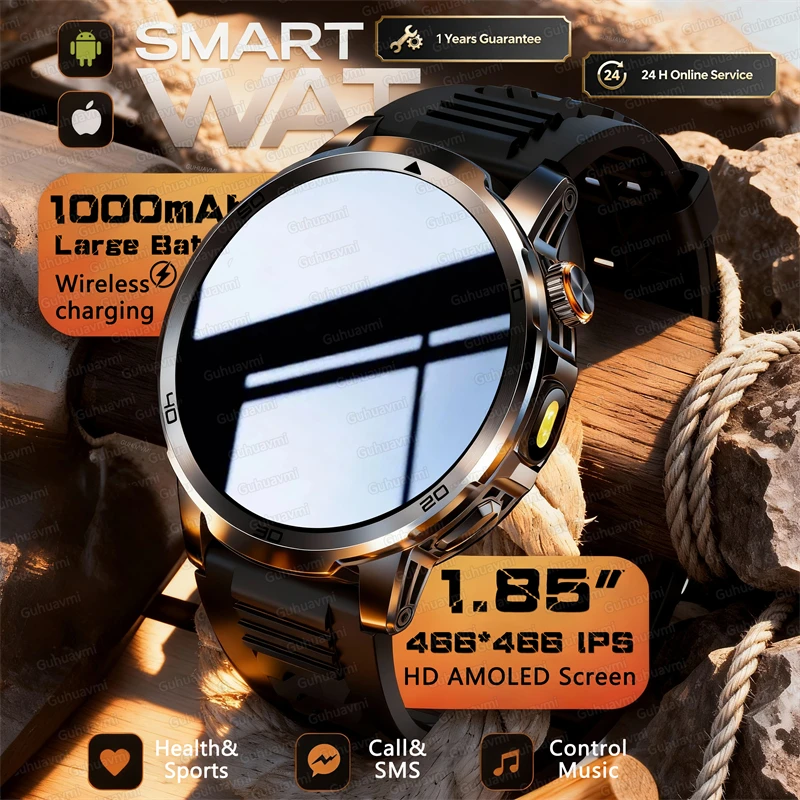 

New TANK X3 Military Grade 1000mAh Battery Smart Watch Fitness Clock Men 1.85"AMOLED Flashlight Call Waterproof Fitness Bracelet