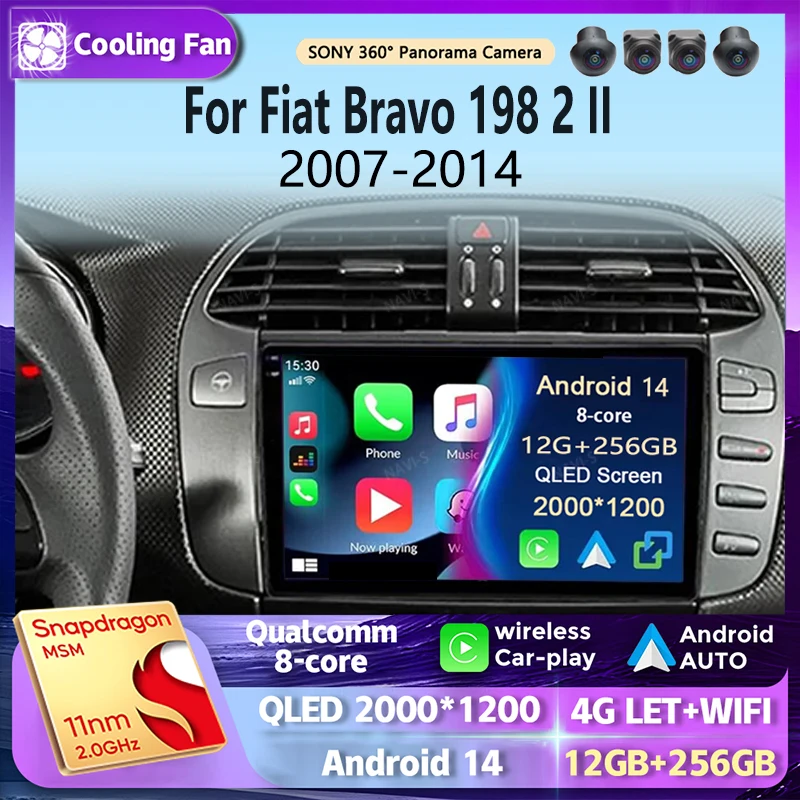 

Android 14 для Fiat Bravo 198 2 II 2007 -2014 2K QLED Android автомобильное радио мультимедийный видеоплеер GPS стерео CarPlay 4G головное устройство