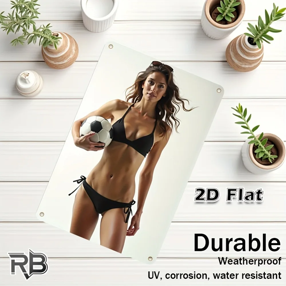 

Retro Soccer Wall Art - Minimalist Metal Sign for Women Athletes, Lightweight Aluminum Decor with Easy Install. Perfect Gift for