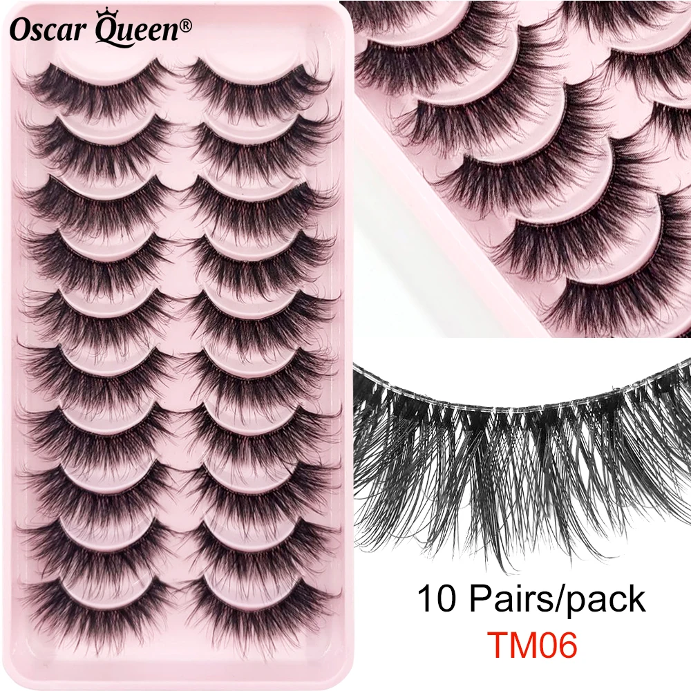 Soft Clear Matte 10 Pairs/Pack Natural Fluffy Mink Lashes Extension Invisible Band Transparent Terrier Handmade Eyelashes Makeup