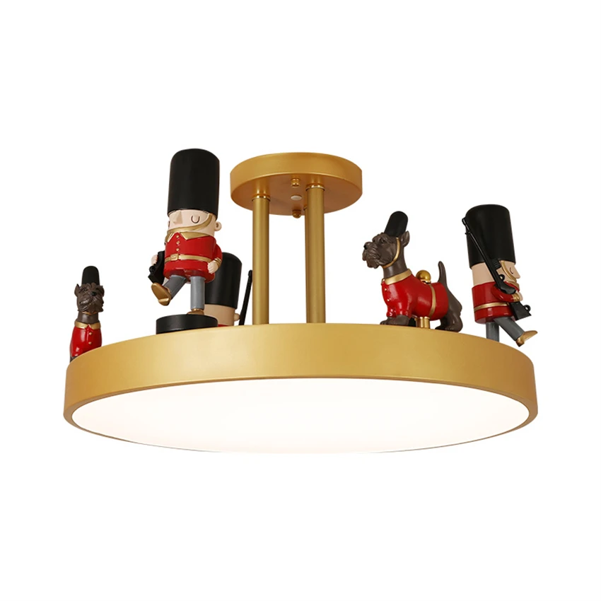 

Golden British soldier ceiling lights kids room light boy bedroom american style eye protection led sutdy ceiling lamps lighting