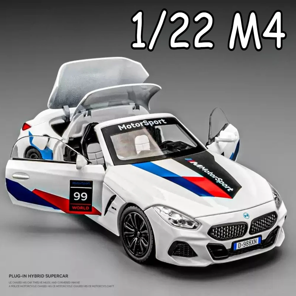 1:22 Z4 I8 Diecast Alloy Moed Toy Car Sound Light Pull Back Doors Opened Front Wheel Steering Miniature Vehice Boy Birthday Gift