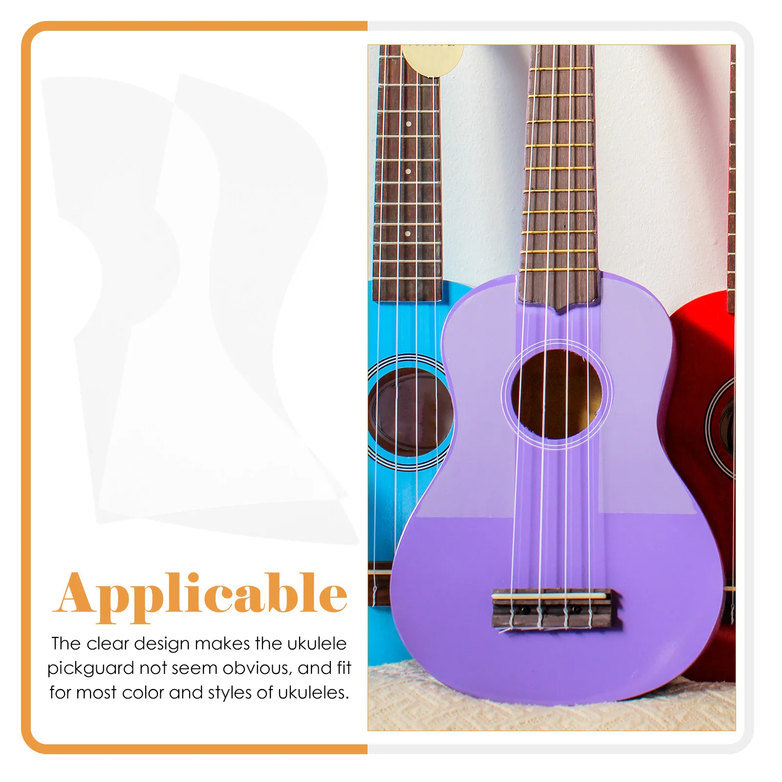 1Set Safe Gentle Ukulele Pickguard Board Smooth Surface No-Burr Clear No-Glue Anti-Scratch Guard for Ukulele Acoustic Electric