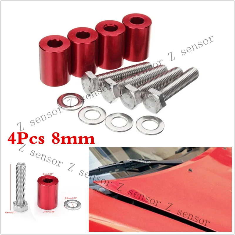 Z+ Car Engine Hood Vent Spacer Riser Modification Kit Aluminium Billet With Bolts