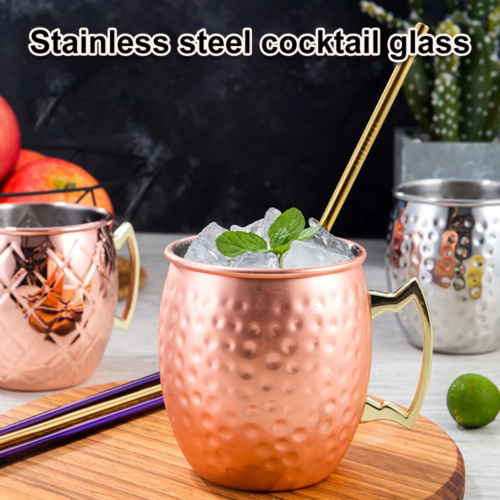 500ml Moscow Mule Copper Mugs Vodka Beer Wine Cup Cocktail Mugs Travel Bar Drinkware Tools Creative Metal Mug Bar Drinkware