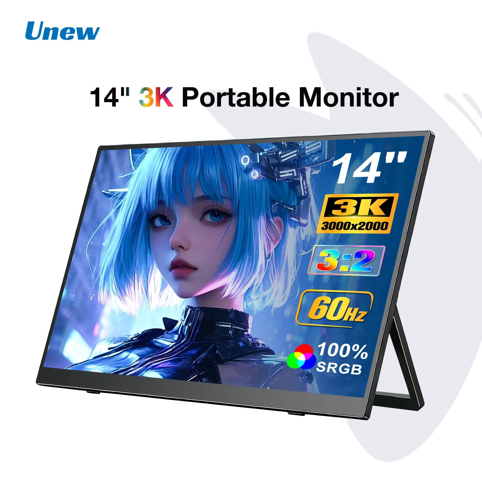 

14 Inch 3K 3000x2000 Portable Monitor IPS 100% sRGB Low Blue Light External Second Screen for Laptop PS5 Switch Phone