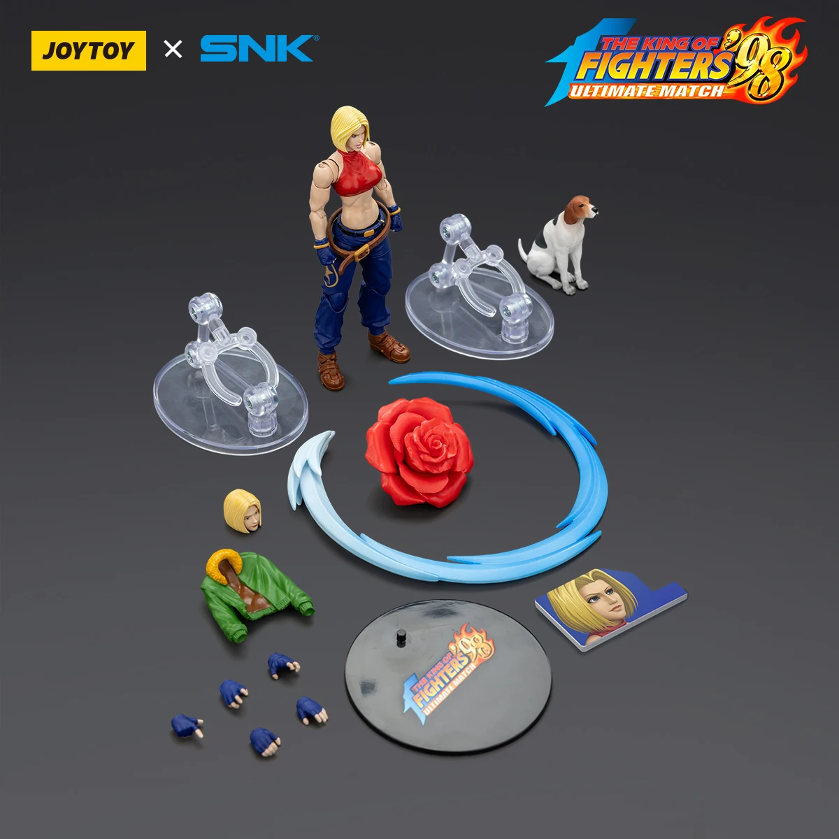 JOYTOY KOF 98 The King Of Fighters Blue Mary Action Figure 11cm Gearticuleerd afgewerkt model Vervangbare onderdelen Effectaccessoires