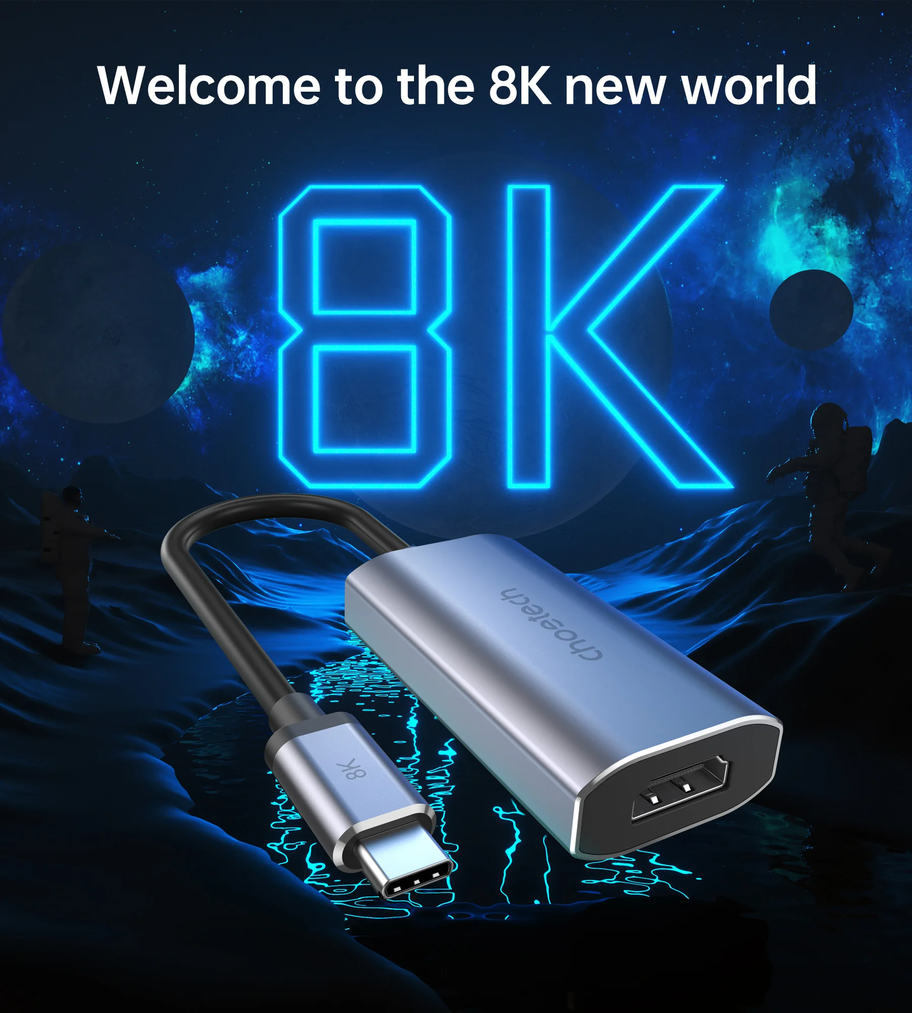 USB C to HDMI Adapter 8K, Thunderbolt 3 to HDMI Adapter, 8K60Hz, 4K120Hz, for MacBook Pro, MacBook Air, iPad Pro, Pixelbook