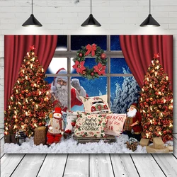 Beenle Christmas Photography Backdrops Winter Window Fireplace Xmas Santa Gifts Trees Home Party Decor Portrait Photo Background