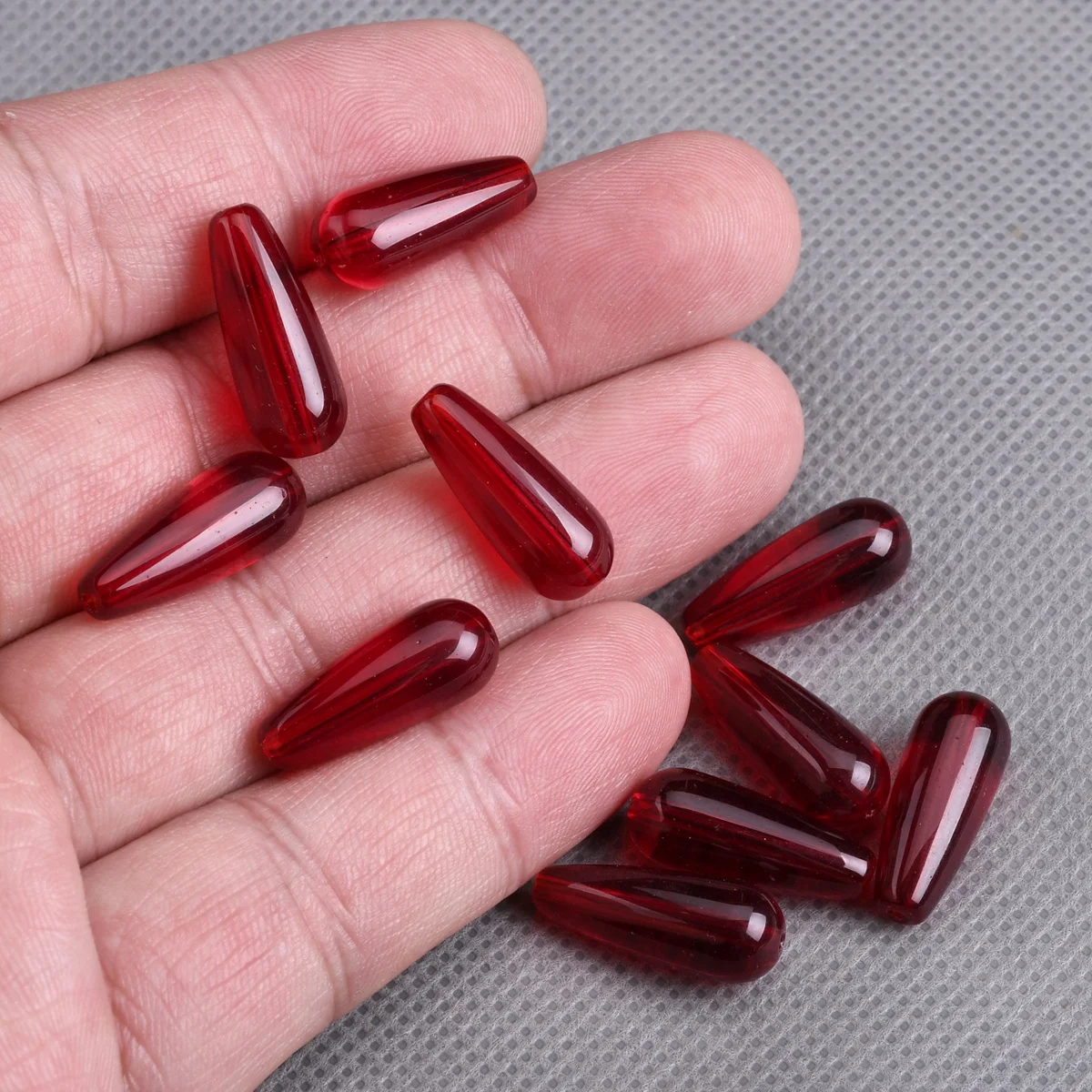 10pcs Dark Red Teardrop Shape 19x9mm Lampwork Crystal Glass Loose Beads For Jewelry Making DIY Crafts Findings