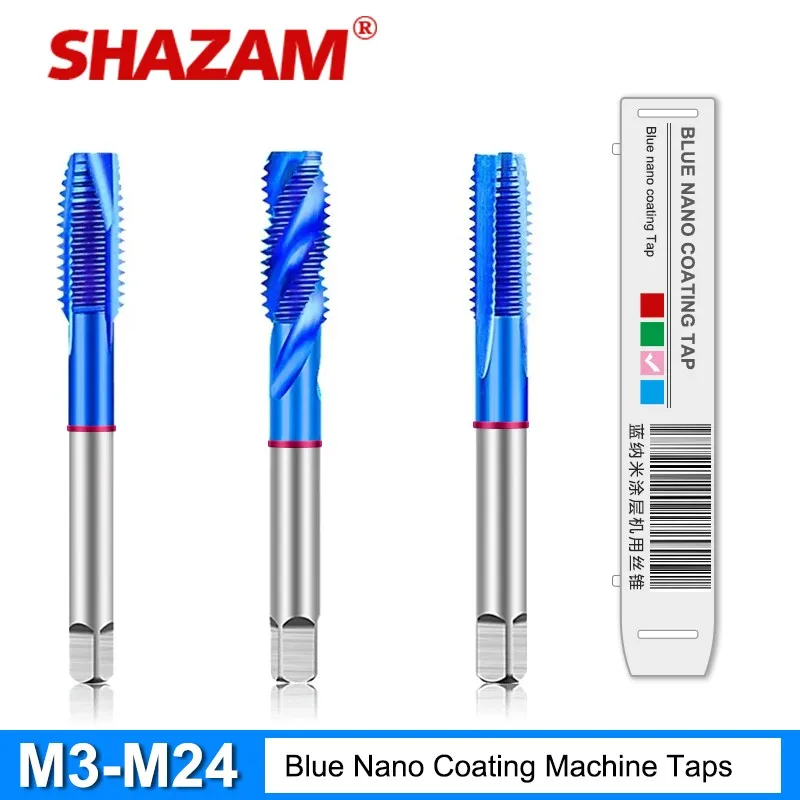 

SHAZAM Pink Circle Blue Nano Coating Cobalt Containing Tap Spiral /Straight Groove/Tip End Stainless Steel Machine Taps M3-M24