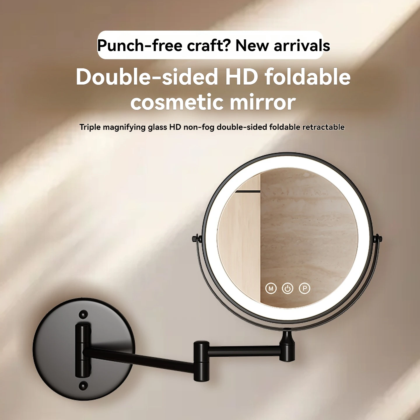 miroir-de-vanite-led-sans-perceuse-pour-salle-de-bain-miroir-de-maquillage-pour-toilettes-d'hotel-miroir-de-maquillage-rotatif-pliable-mural-extensible