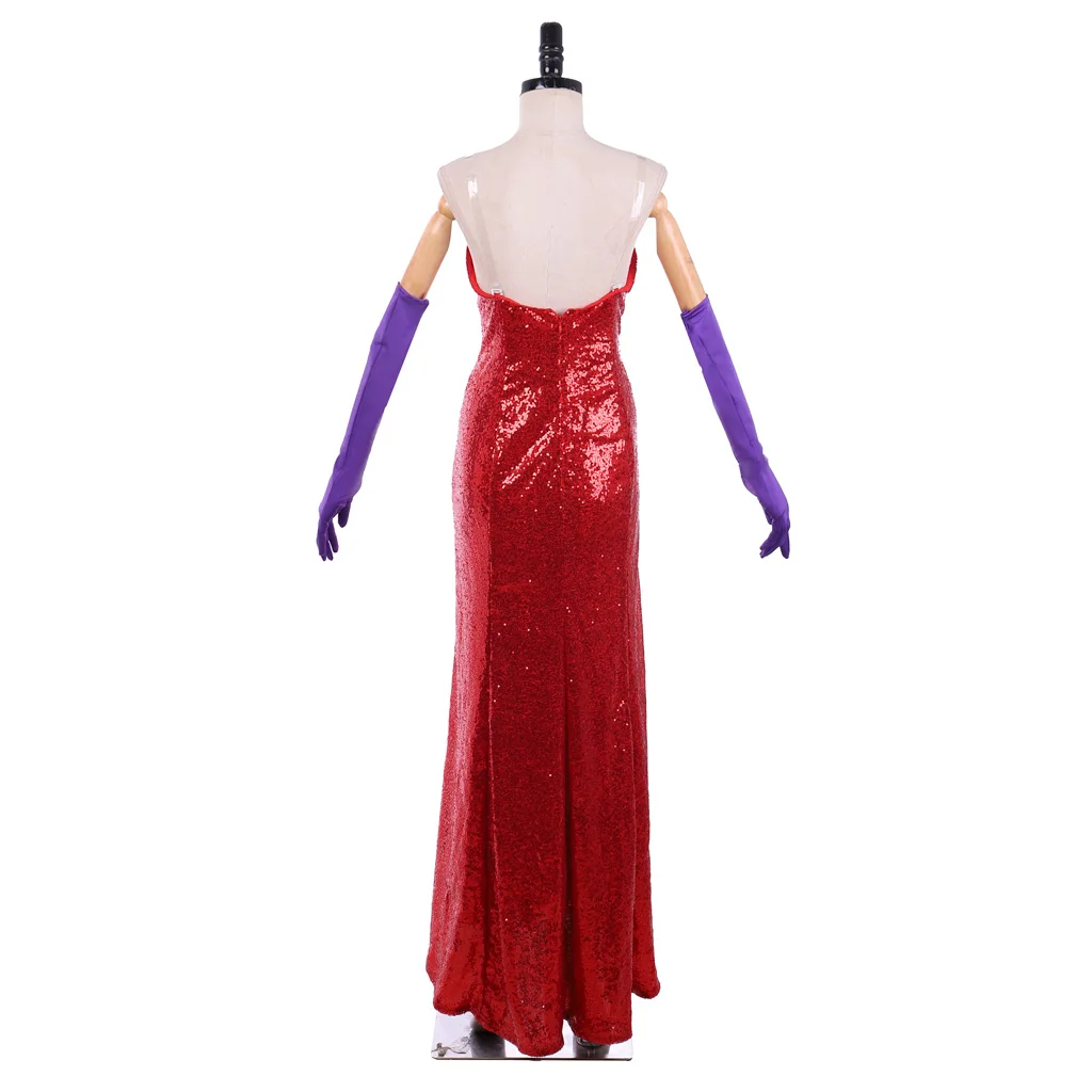 Disfraz de Cosplay de Roger Rabbit Jessica, vestido rojo Sexy para mujer con sombrero, uniforme Sexy de fiesta, vestido de escenario Cos de Halloween