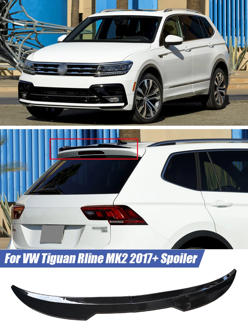 2 Stück 99cm Auto-Dachheckspoiler für Volkswagen Zubehör VW Tiguan 2018+ R-Line Kofferraumdeckel Flügel ABS Hochglanz Schwarz – Detail 1