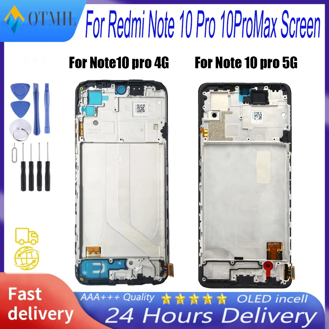 

6.67" AMOLED For Xiaomi Redmi Note10Pro 4G 5G Note10ProMAX LCD Display Touch Screen For Redmi Note10Pro OLED LCD Display Replace