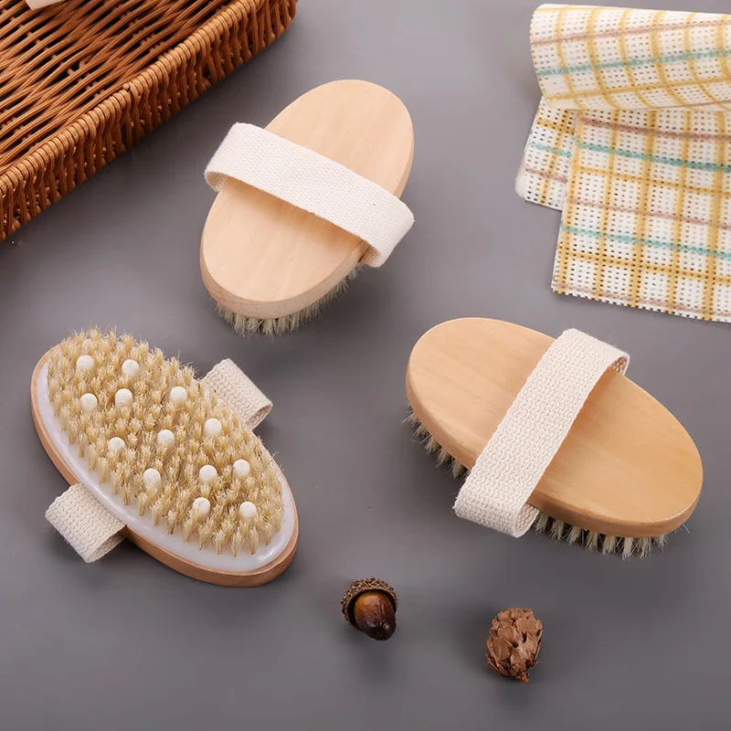 1 Pc Wet Dry Skin Body Natural Bristle Brush Soft SPA Brush Bath Massager Support Wholesale