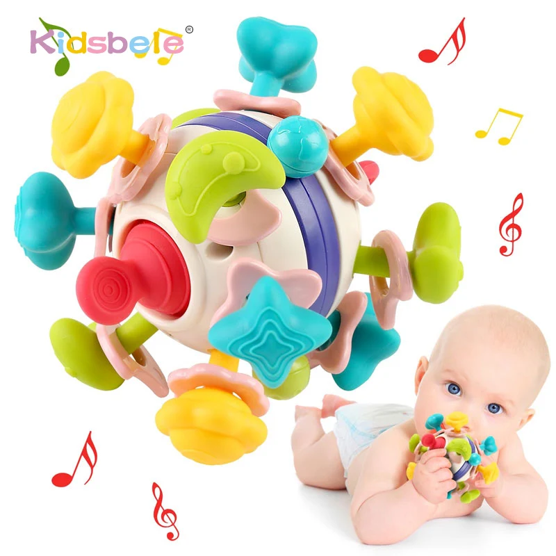 Soft Rubber Hand Grab Ball Space Hand Grip Ball Soft Rubber Finger Exercise Toy Baby Teether Rattle Montessori Toys