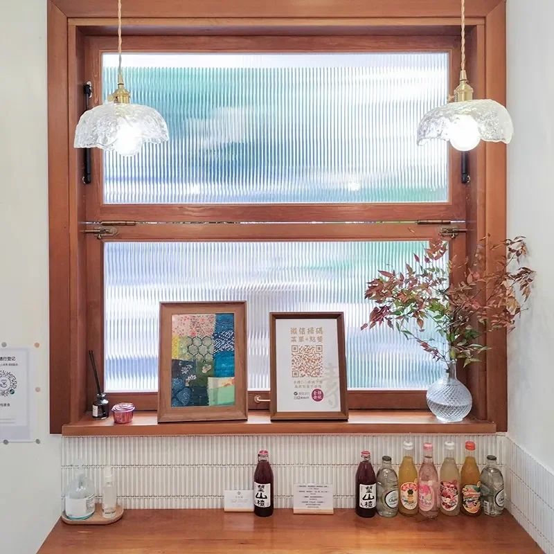 Solid Wood Folding Sliding Window Glass Sash for Kitchen Interior Door Simple Pull Up Design Home Decor