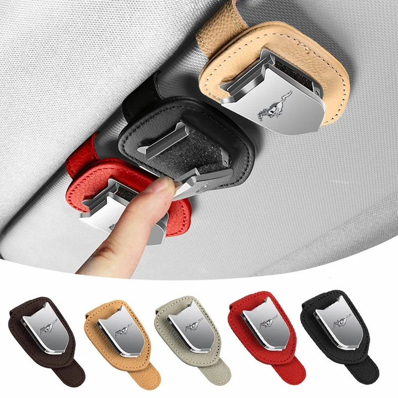 Portable Car Sunglasses Holder Auto Sun Visor Glasses Cases Clip For Ford Mustang GT500 GT350 Cobra Shelby Focus mk2 mk3 Fiesta