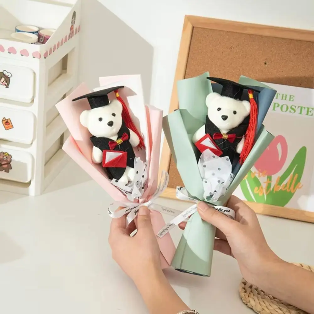 Plush Animal Little Bear Doll Bouquet Cartoon Kawaii Graduation Bear Plush Toy 30cm Stuffed Simulated Bear Doll Bouquet