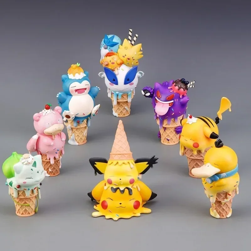 

Pokemon Pocket Monster Anime Ice Cream Pikachu Bulbasaur Snorlax Pokemon Doll Figure Desktop Decoration Toy Children's Gift