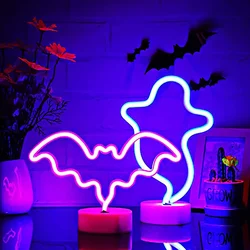 Halloween Party Decoration LED Ghost Pumpkin Bat Neon Lights Wall Decor  Neon Lamps For Kids Living Room Wedding Night Lights