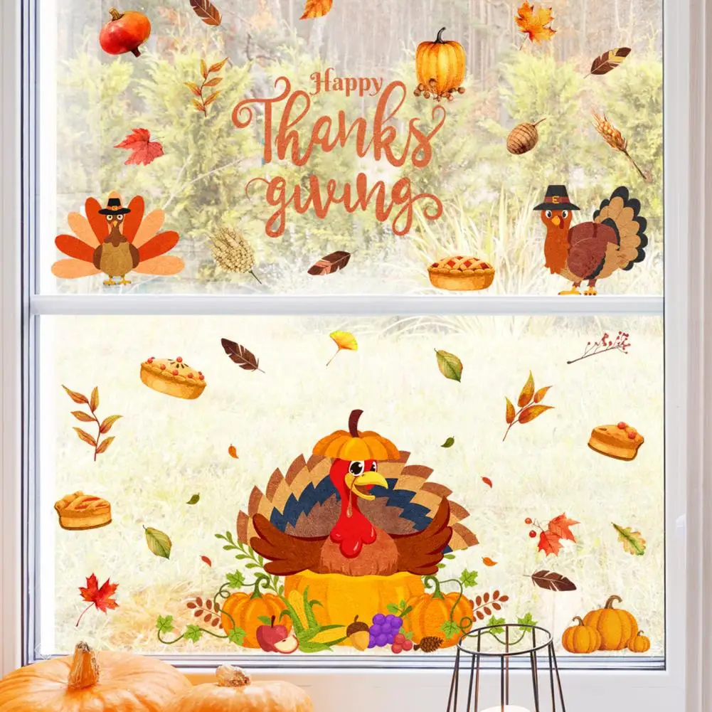 Sticker for Walls Happiness-inducing Sticker Thanksgiving Harvest Decor Festive Maple Leaves Pumpkin Wall Sticker for Home