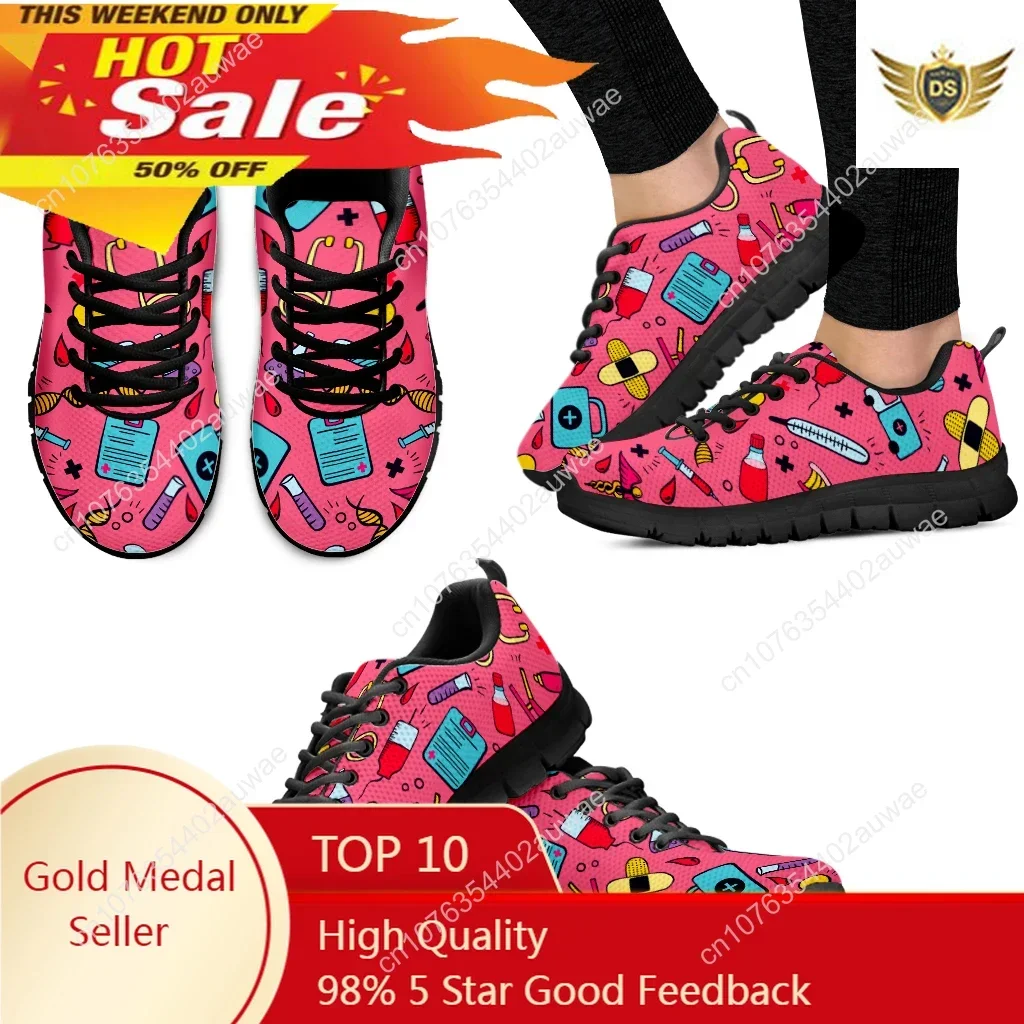 

Dark Pink First Aid Medical Printing Lightweight Outdoor Sneakers Nurse Medical Shoes Casaul Sneakers Zapatos Mujer