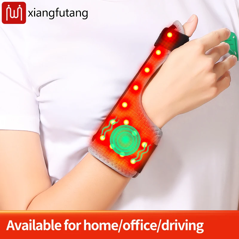

Портативный вибрационный массажер с электрическим подогревом красного света и поддержкой большого пальца - снимает усталость боли в запястьях, 3-уровневая регулировка, таймер