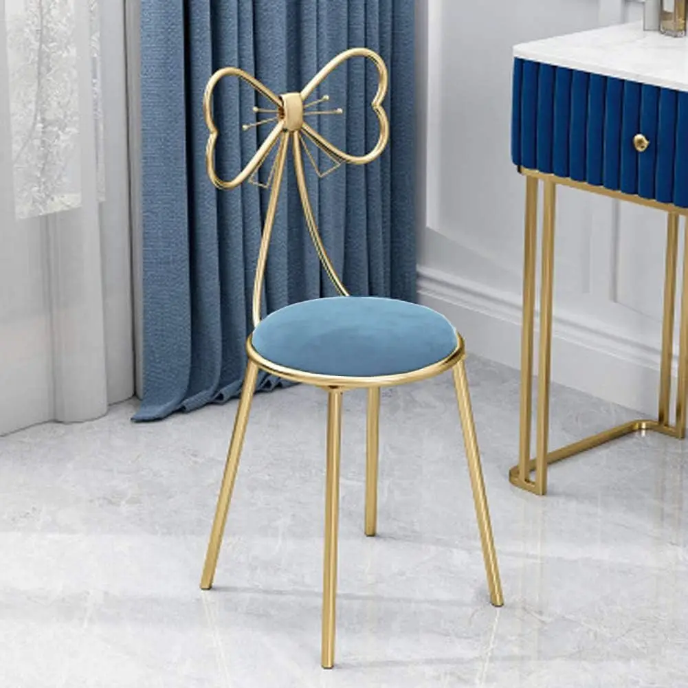 

Modern Makeup Vanity Chair Stool,Cute Butterfly Stool Chair Ottoman Bench Metal Bench Legs Gold Dining Chair For Kitchen