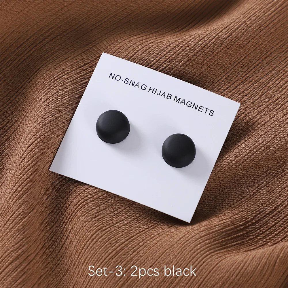 Matte Silk Scarf No Snag Hijab Magnet Brooch Strong Magnetic Buttons Round Silk Scarf Shawl Dual-use Collar Clip Cufflinks