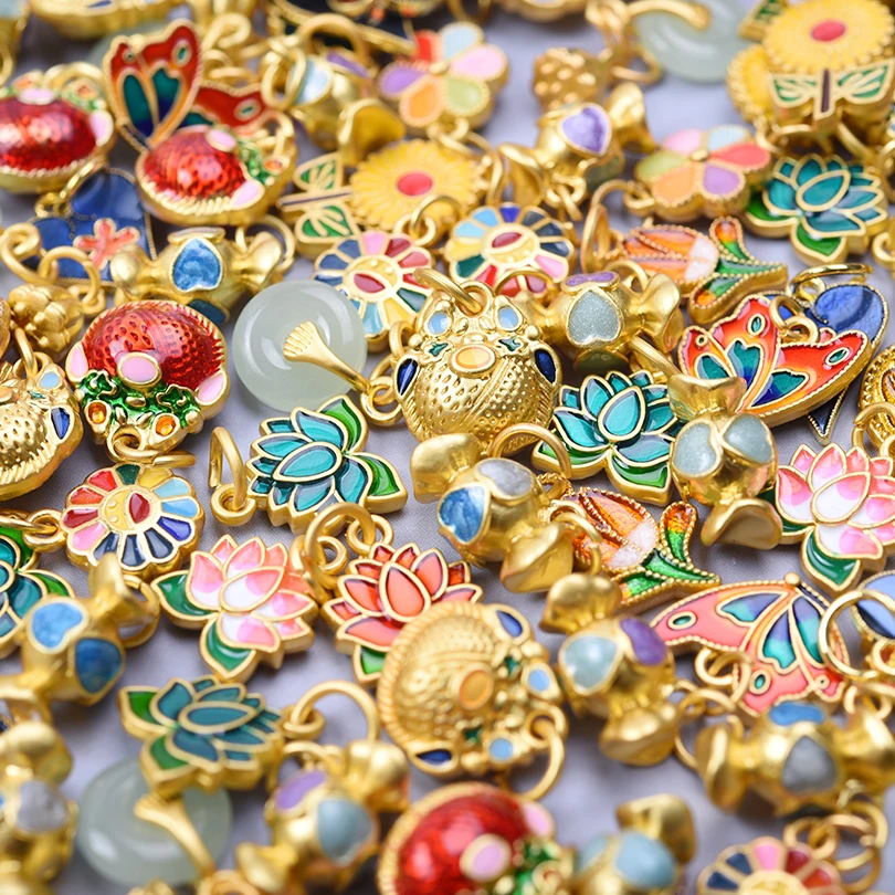 16pcs/Mix Sunflower Butterfly Roses Lotus Pendant Diy Jewelry Making Supplies Alloy Material Handmade 3D Pendants Accessories