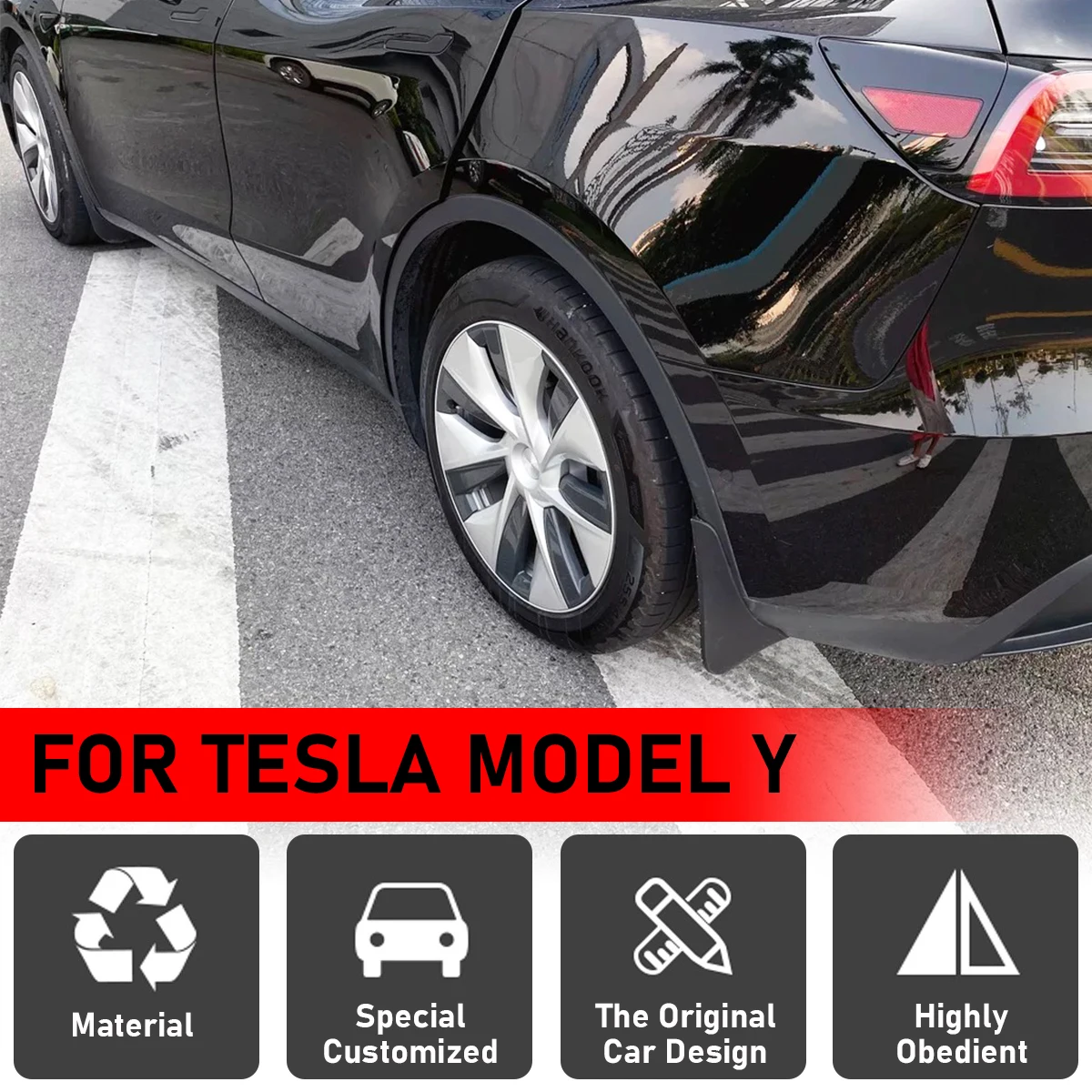 Chlapacze przeciwbłotne Chlapacze przeciwbłotne Ochraniacz przedniego tylnego błotnika do Tesla Model Y 2021 2022 2023 Model 3 Model3 2016-2023 — zdjęcie 7