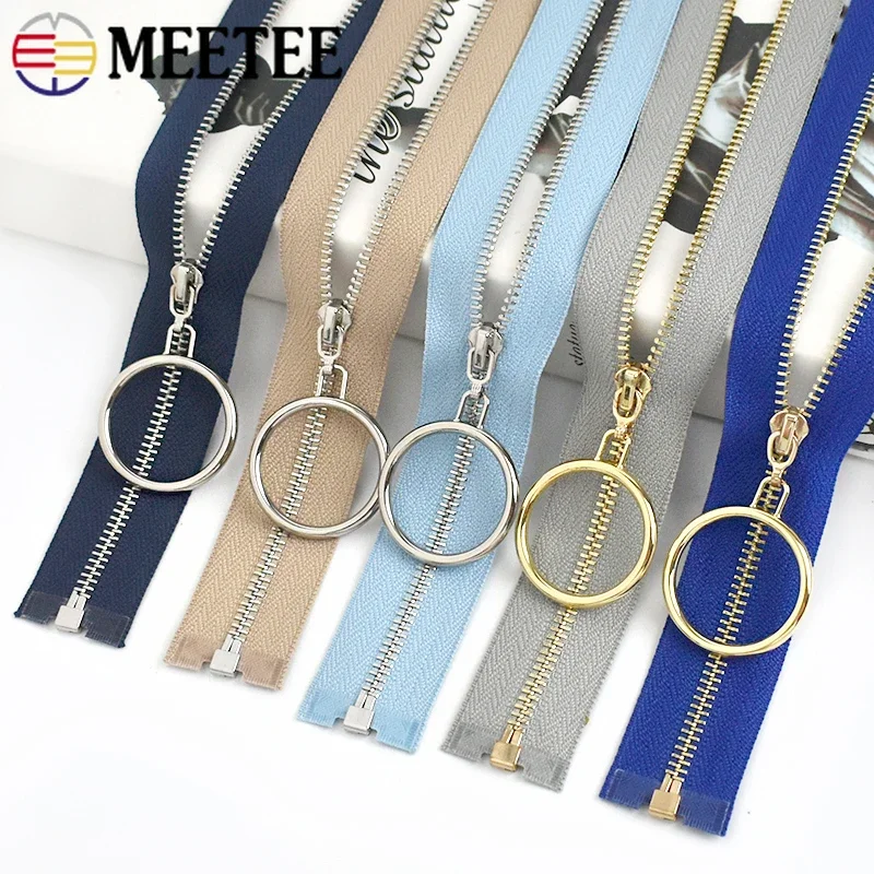 2 Stück Meetee 3 #   Metall-Reißverschlüsse, 40–70 cm, offener Reißverschluss, O-Ring, Schieber, Tasche, Nähen, Reißverschluss, Daunenjacke, Dekoration, Reißverschluss, Schloss-Zubehör