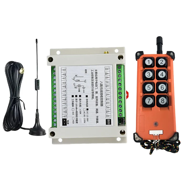 433mhz DC 12V 24V 36V 8 Channel RF Wireless Remote Control System Receiver Transmitter Universal power industrial 200-3000m