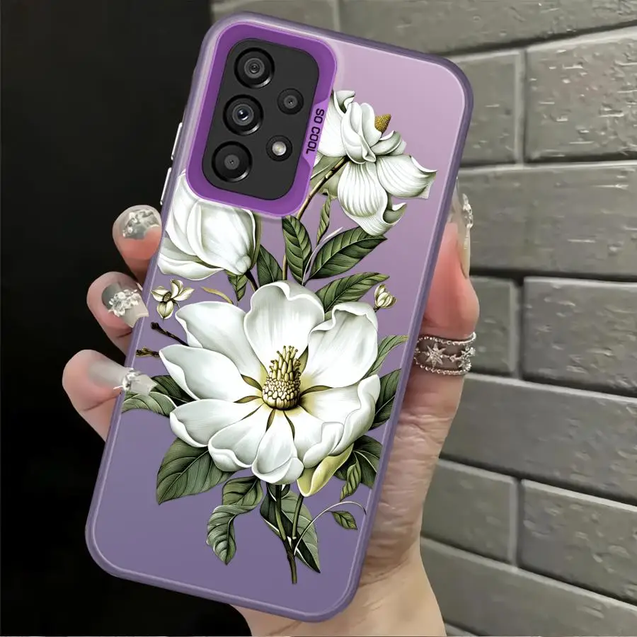 Phone Cover Case for Samsung Galaxy A35 A31 A24 A25 A26 A21s A23 A34 A17 A20s A13 A14 A12 A15 A16 Flowers Silicone 