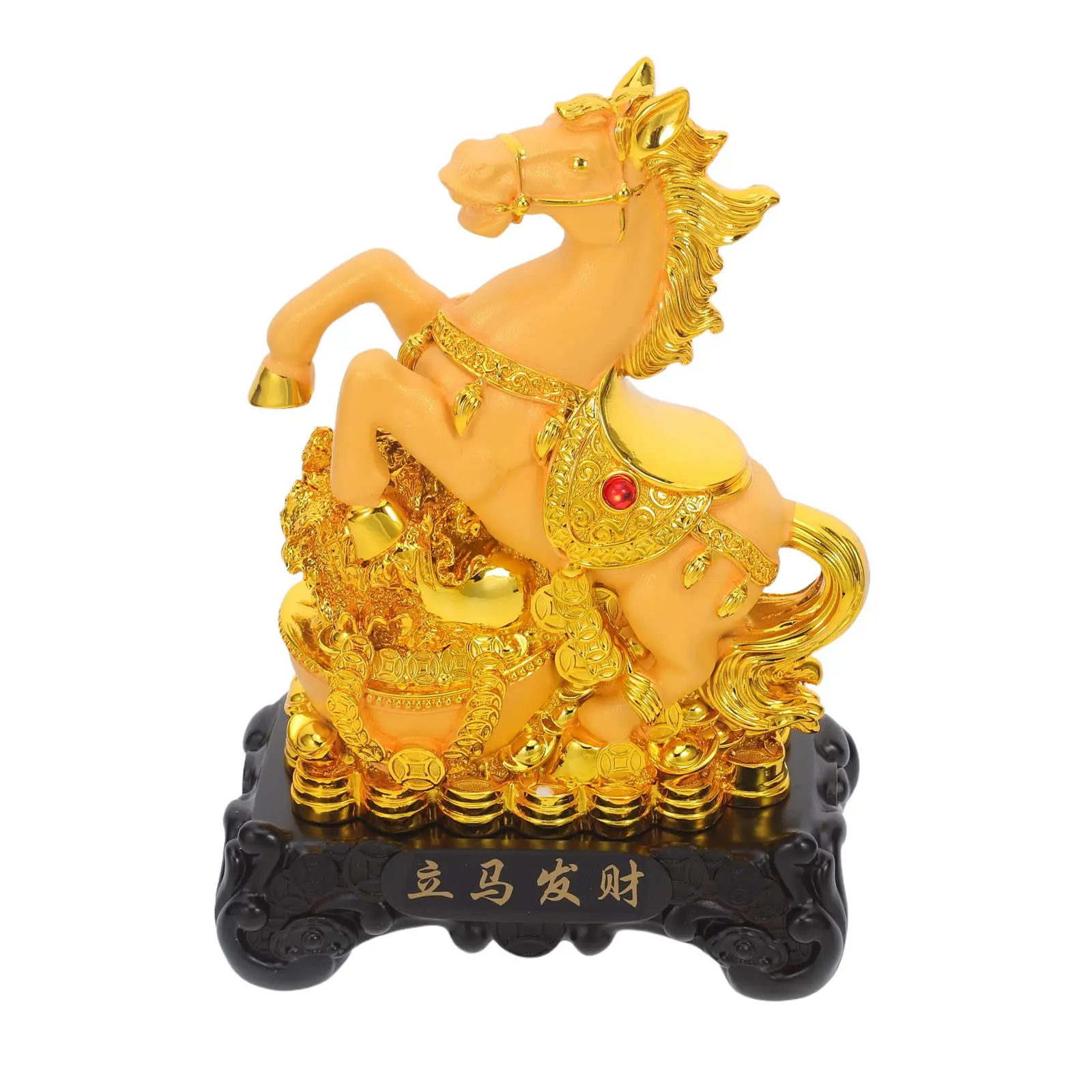 

Resin Gold Horse Sculpture 2026 Year Standing Ornament Desk Living Room Chinese Zodiac Decoration Gold Horse Resin Ornament