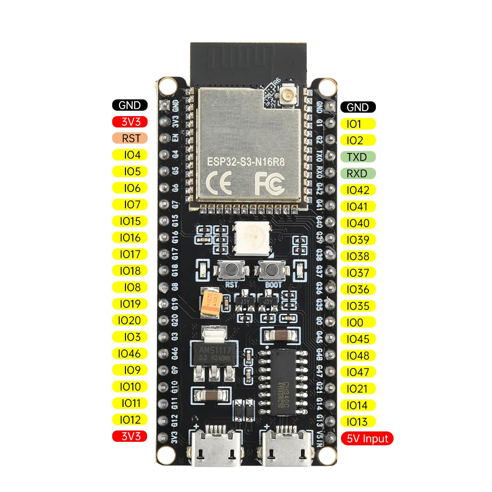 المزدوج مايكرو USB Type-C ESP32-S3-N16R8 مجلس التنمية الأساسية 2.4 جيجا هرتز واي فاي بلوتوث 5 مجلس التنمية يدعم WMM A-MPDU A-MSDU