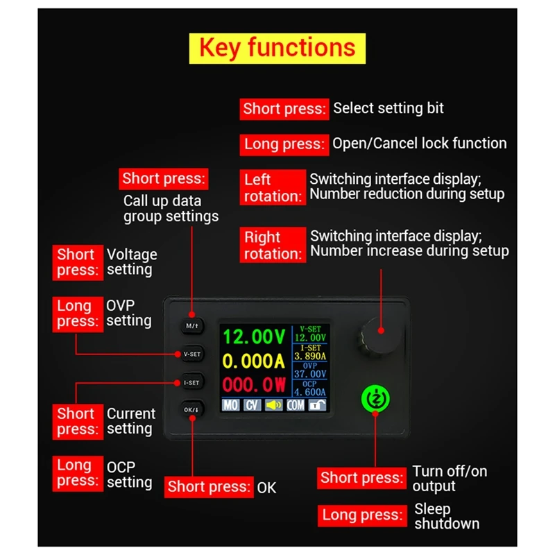 SK40C Color Screen CNC Adjustable Voltage Regulation Power Supply Constant Voltage Constant Current Charging Module 40W