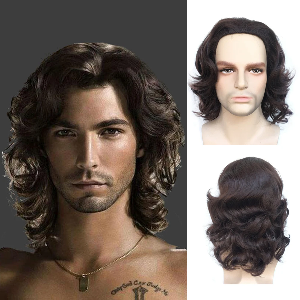 Men\'s Wigs Short Straight Mens Black Wig Cosplay Costume Heat Resistant Fiber Hair Synthetic Wigs For Men Male