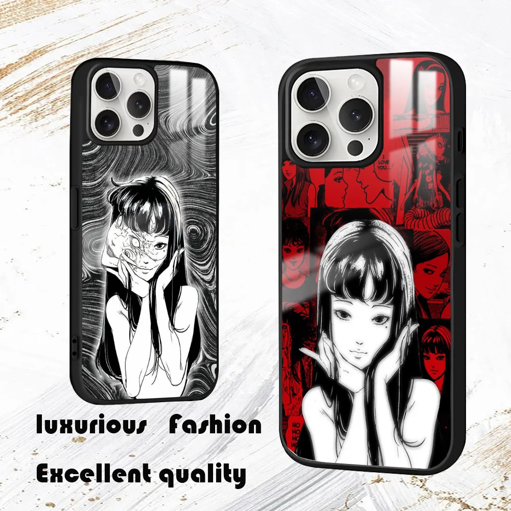 Horror Comic Junji Ito Tomie Tees Phone Case For iPhone 16 15 14 13 12 11 Pro Max Plus Mini PC Fashion High Quality mirror