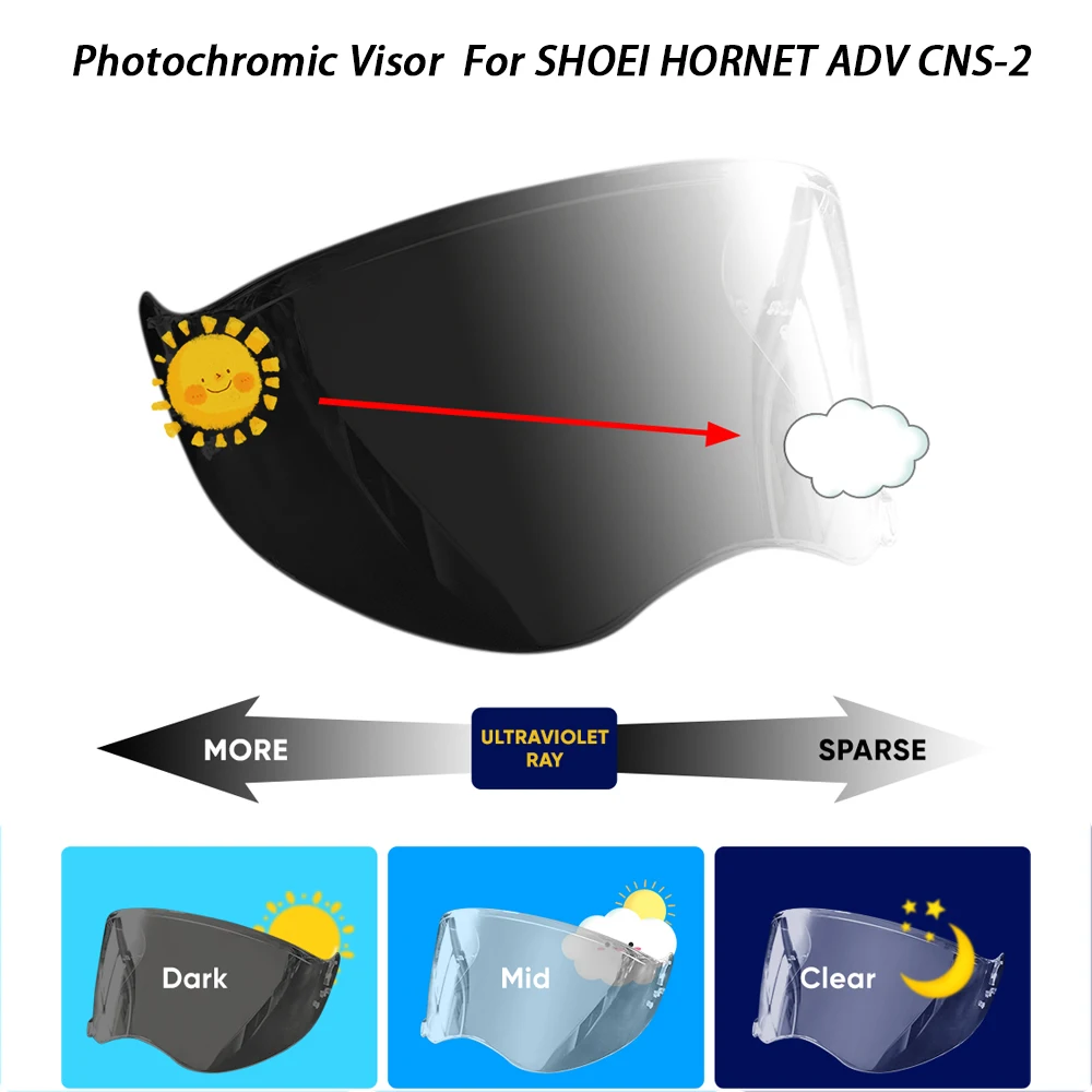 

Фотохромный козырек для мотоциклетного шлема для SHOEI HORNET ADV CNS-2, козырьки для шлема, автоматически хромированные линзы