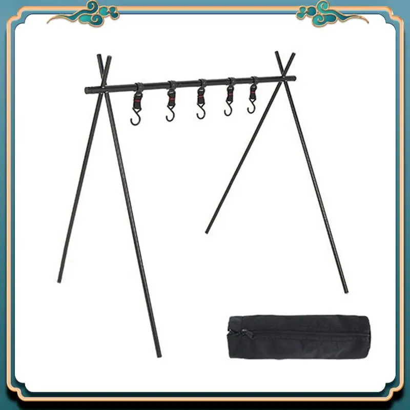 

Latest Outdoor Aluminum Portable Camping Rack Folding Ultra-Light Camping Tripod Travel Sundries Hanger