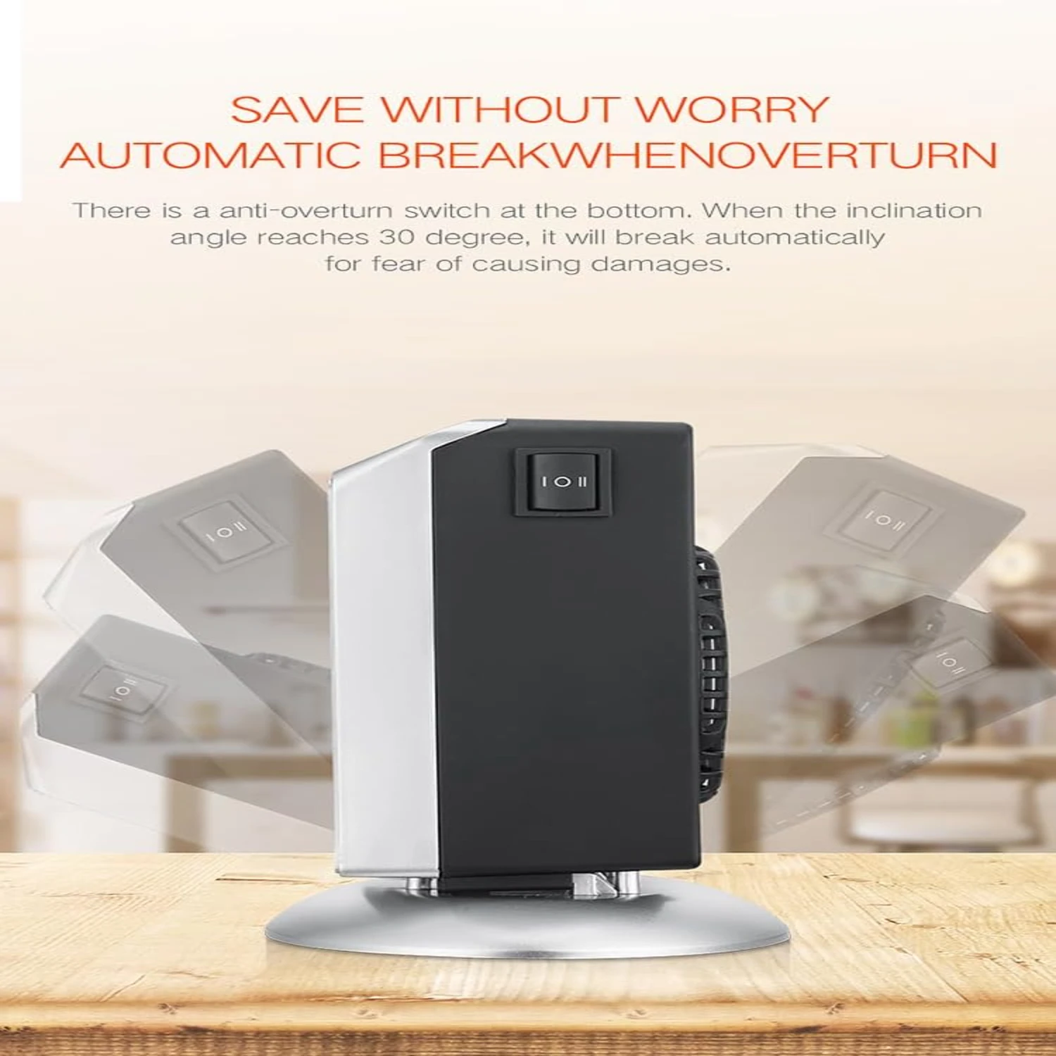 Smart Space  Heater, Adjustable Thermostat/Temperature detection/Timer,Fast Heating, Portable Fan Heater with  Heat Settings,-in