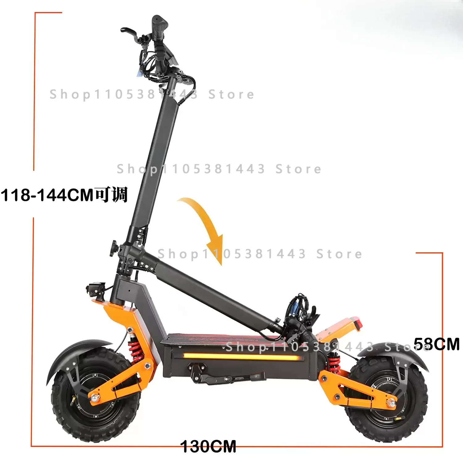 60v 40ah Large Battery Remote Scooter with Seat 11-inch Tires X5 6000W Dual Motor Eelectric Scooter