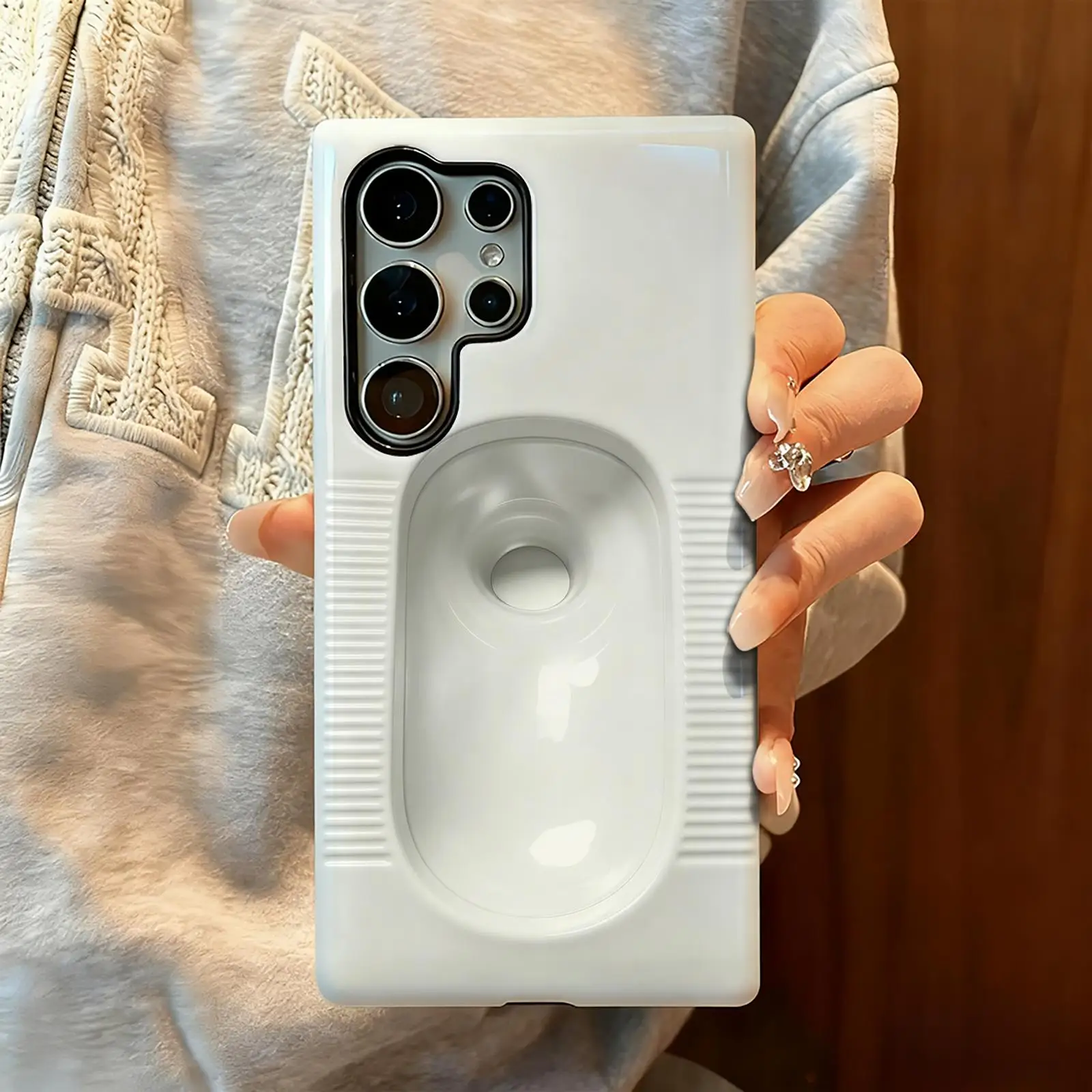 Phone Case For Samsung Galaxy S26 25 S24 S23 S22 S21 Ultra Glossy Film Phone Case Prank chamber pot gift for a friend view 3