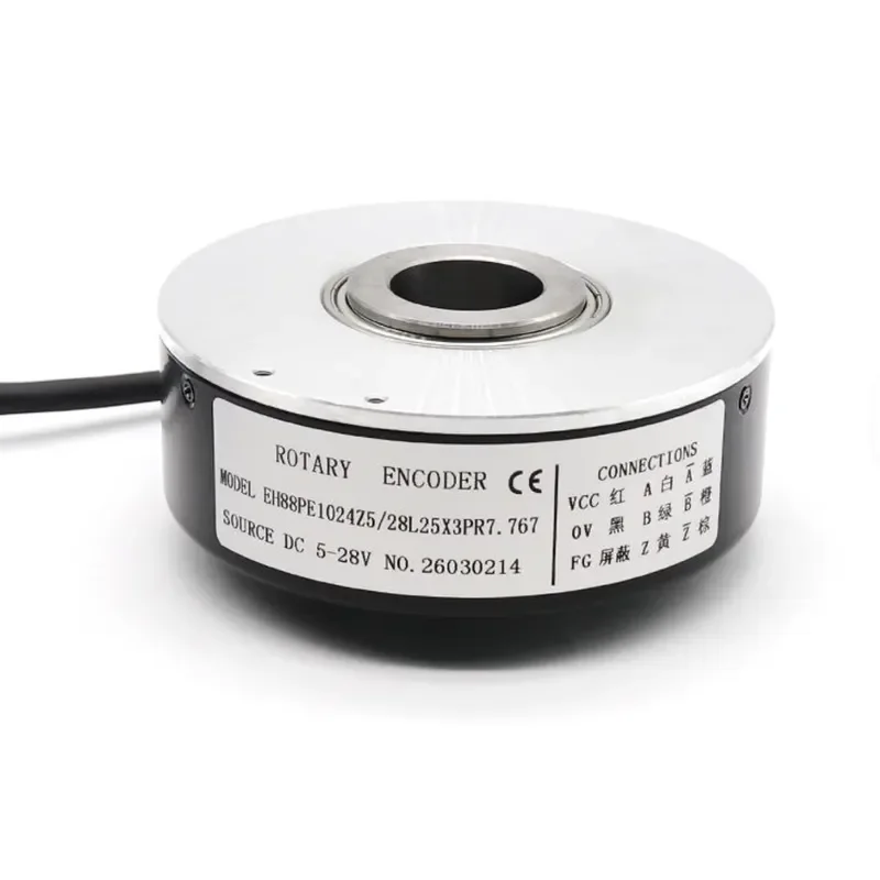 Industrial Rotary Encoder EH88PE1024Z5 28L25X3PR7 Stainless Steel DC 5-28V Incremental with Cable Leads for Elevator