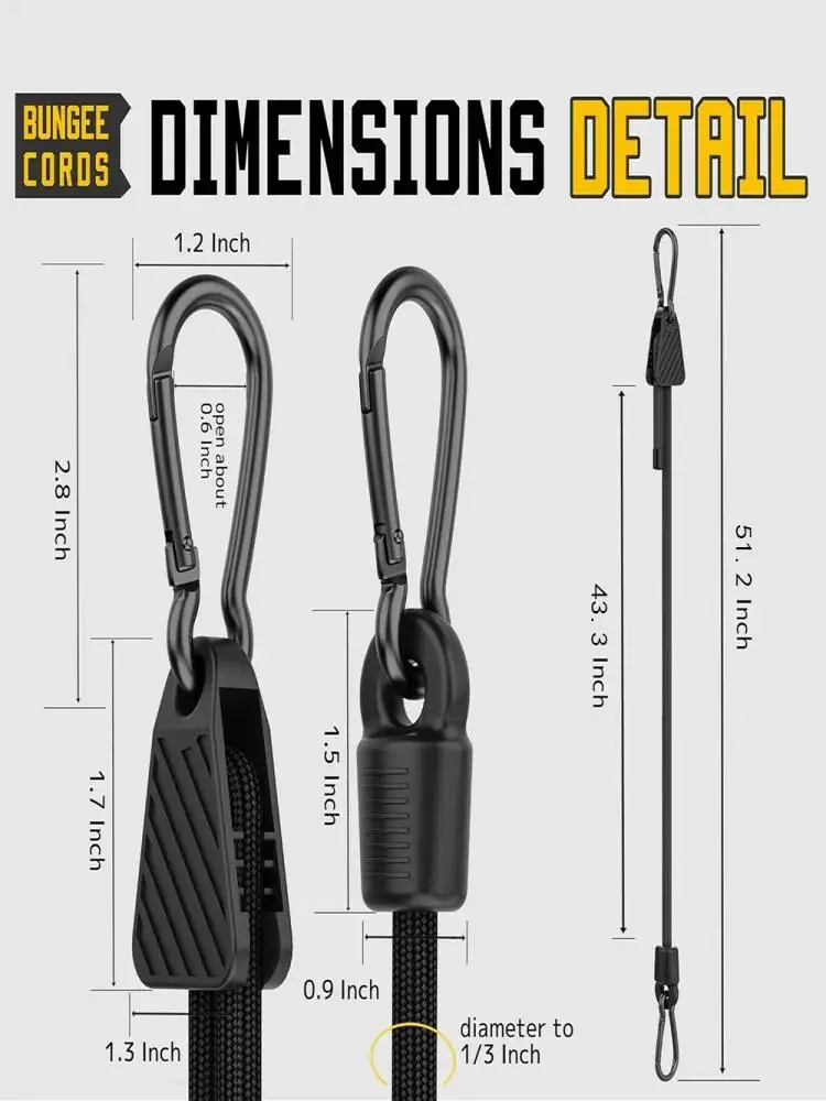 AliExpress NONE 1/2/4PCS Heavy Duty Luggage Packing Ropes Elastic Bungee Cord Tie Strap with Carabiner Hooks for Cycling Camping Outdoor