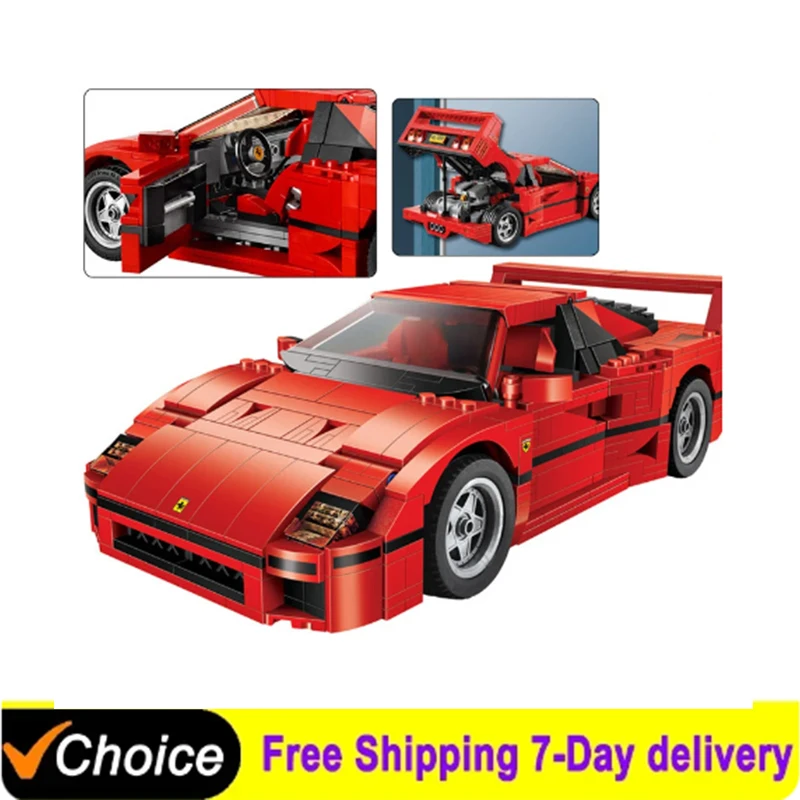 Technic MOC Sports Cars 10567 High-tech Ferrarie F40 Supercar Creator Model Building Blocks Kits Bricks Toys Christmas gift